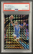 1/1 TYRESE MAXEY PSA 9 2023 PANINI SELECT #244 BLACK FINITE PRIZM COURTSIDE 1/1