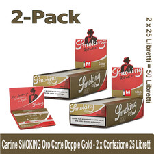 2x Cartine Smoking Oro Gold Corte Doppie - 2 x 25 carta per sigarette