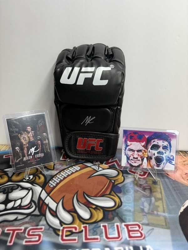 UFC Melquizael “The Dalmatian” Costa Signed UFC Glove And 2 Signed Cards! No COA