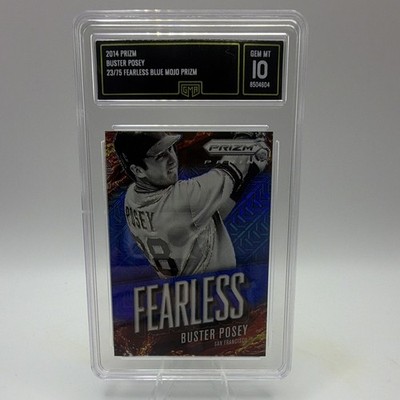 Panini 2014 Prizm Fearless Buster Posey #2 Blue Mojo Prizm /75 GMA 10