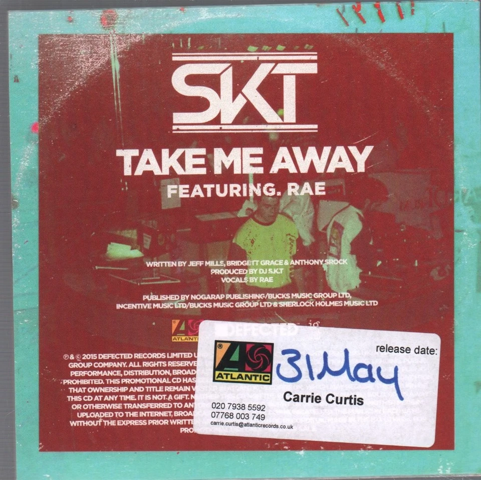 Skt Featuring Rae Take Me Away CDr Europa Atlantic 2015 Promo In Kartenhülle - Bild 2 von 2