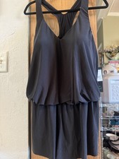 BNWT Aqua Green Black Swimdress - Romper 22W Racerback Built-In Padded Bra 2X