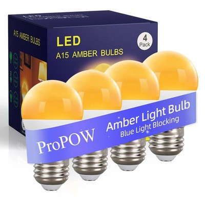 1800K Amber Sleep Light Bulbs - Blue Light Blocking, Dimmable A15 E26 LED Bul...