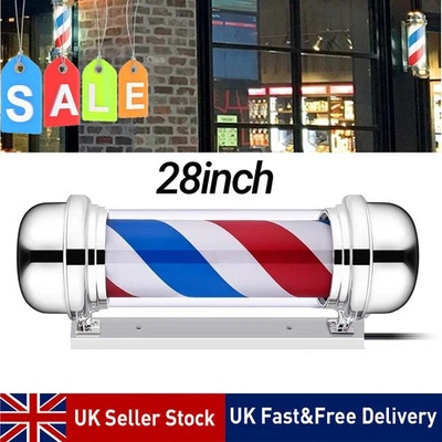 LED Outdoor Barber Pole Rotating Light Hair Salon Sign Illuminated Stripe Lamp