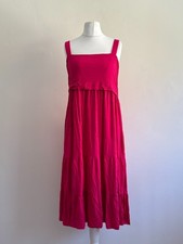 Seraphine Dress Womens L UK 14 Maternity/Nursing/Breastfeeding Pink Tiered Strap