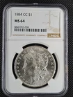 1884 CC Morgan Silver Dollar NGC MS-64