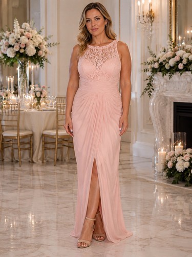 David’s Bridal 12 Mother of Bride Wedding Guest Blush Maxi Dress Long Formal