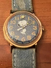VINTAGE TIMEX PEANUTS SNOOPY 1958 TENNIS WATCH WITH ORIGINAL DENIM BAND