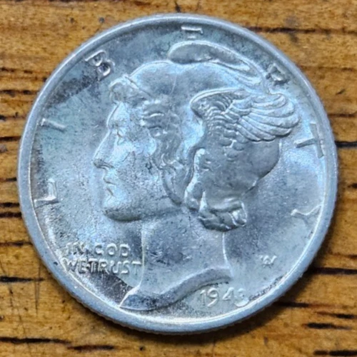 1943 Mercury Silver Dime AU-BU #AB779