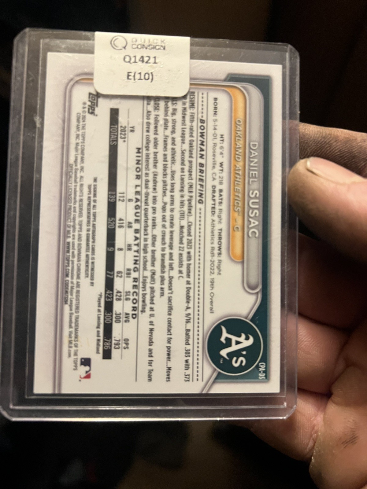 2024 Bowman Chrome Auto Daniel Susac Purple Refractor #244/250 CPA-DS