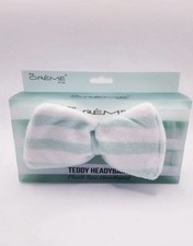 The Cr me Shop Teddy Headyband Spa Headband Plush White Mint Green Reusable