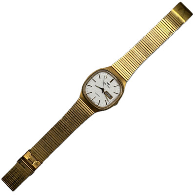 Vintage Waltham Y838-855 Snowflake Day Date Men's Quartz Wristwatch Gold Tone