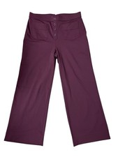 Halara Burgundy High Waisted Faux Button Front Wide Leg Pants Size Large 29 Ins