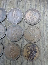 9 Coin Lot Teens -teens's  -30'sAustralia Bronze Pennies Large 1c