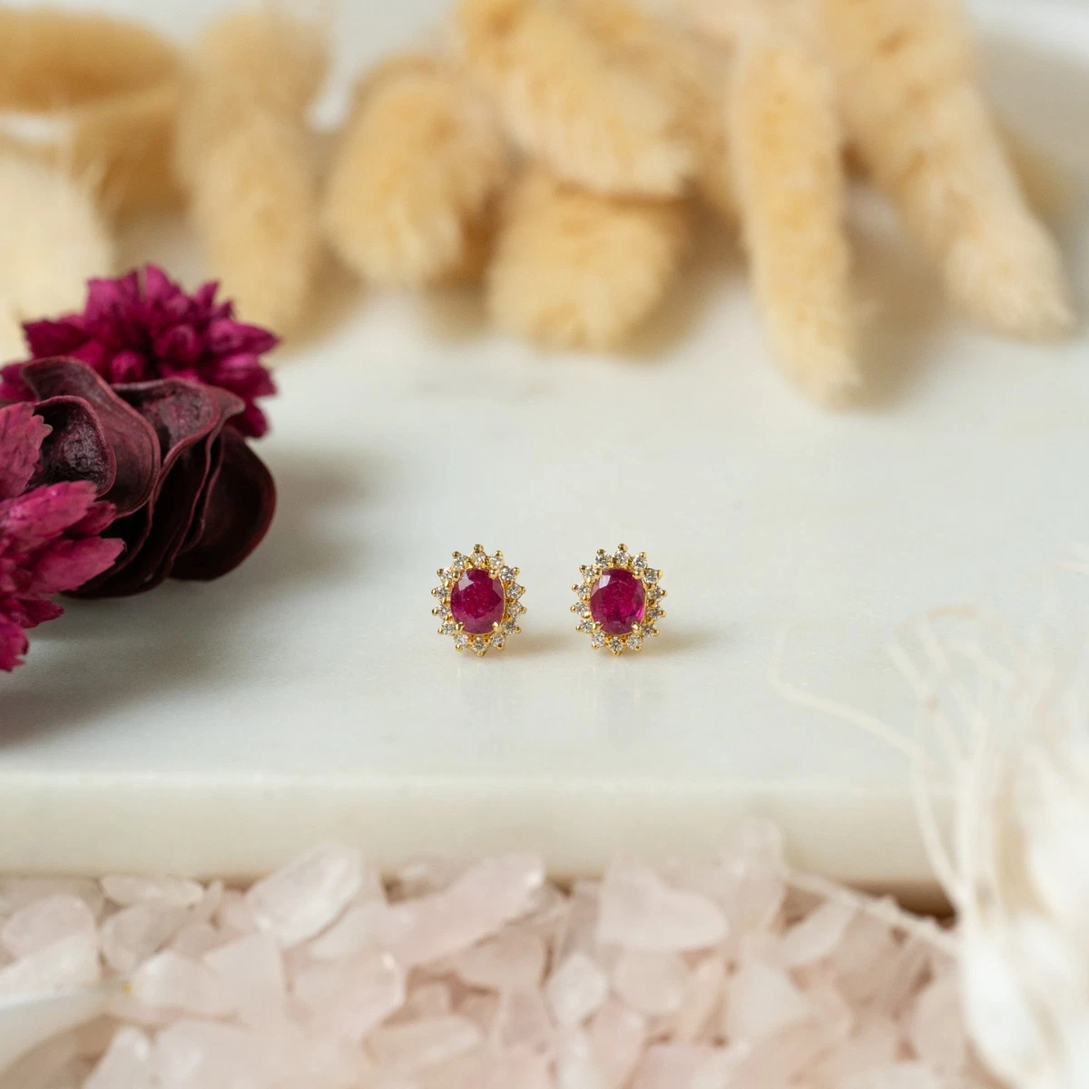 Ruby Yellow Gold 18k Fine Earrings for sale | eBay
