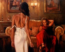 THE WOMENS CONVERSATION MARK SPAIN CANVAS ABSTRACT WALL ART DECOR 20X30 INCH