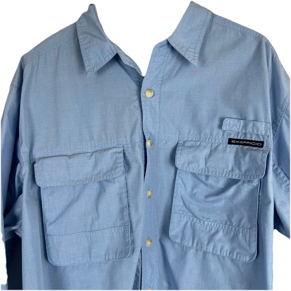 ExOfficio Long Sleeve Mens XL Light Blue Insect Shield Gorpcore Travel Fishing - Image 2 of 4