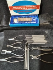 Vintage Dental Forceps Pliers Instruments Lot JJ Magnetic Holder Stainless Tools