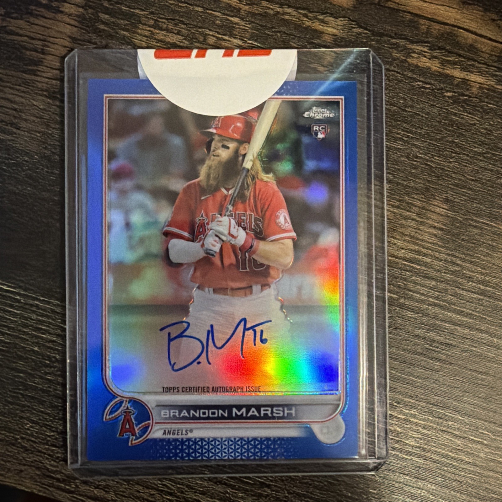 2022 Topps Chrome Brandon Marsh Blue Rookie RC On-Card Auto /150 Topps Seal