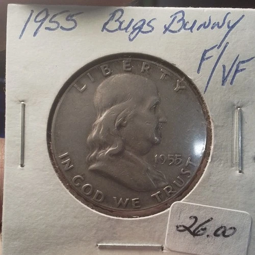 1955 Franklin Half Dollar Bugs Bunny Variety 50C Silver Fine To Very Fine P Mint