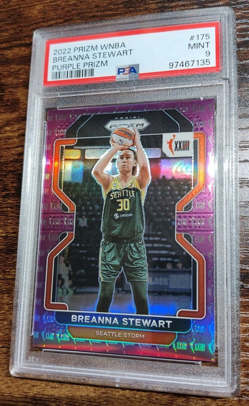 2022 Prizm WNBA Breanna Stewart 25th #175 Purple 30/99 PSA 9 2xMVP JERSEY MATCH!
