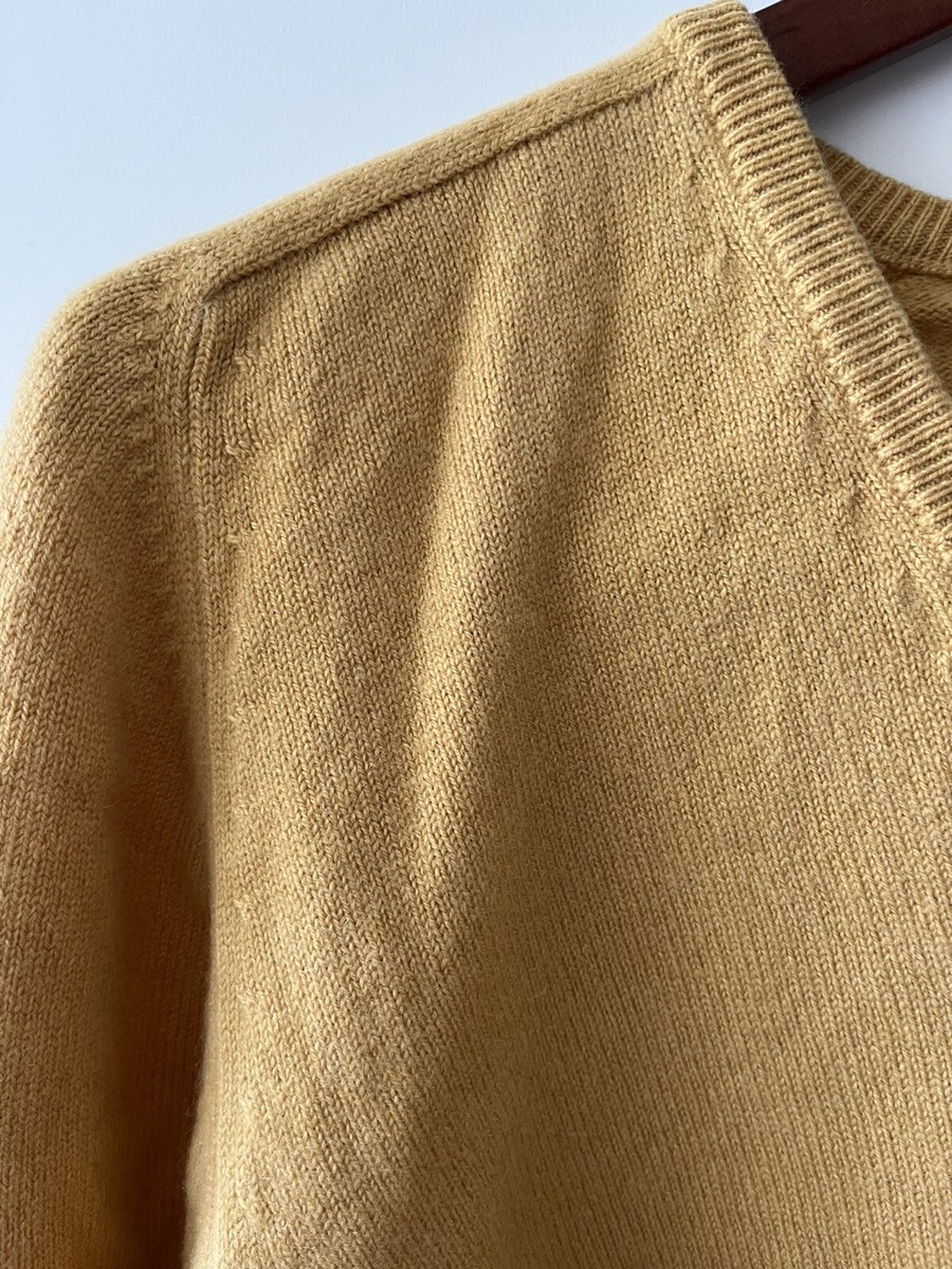 Vtg Pringle Cashmere V-Neck Golden Yellow Sweater 40 Scotland