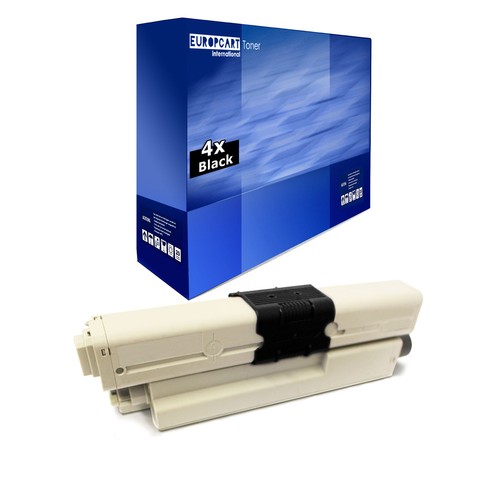4x Europcart Toner BLACK für OKI MC-351-DN MC-561-DN C-531-DN MC-362-DN C-310-DN