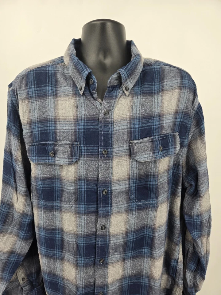 Camisa George Franela Adulto 2XLT ALTA Azul Gris Cuadros Exterior Camping Viaje Hombres Foto 2 de 4