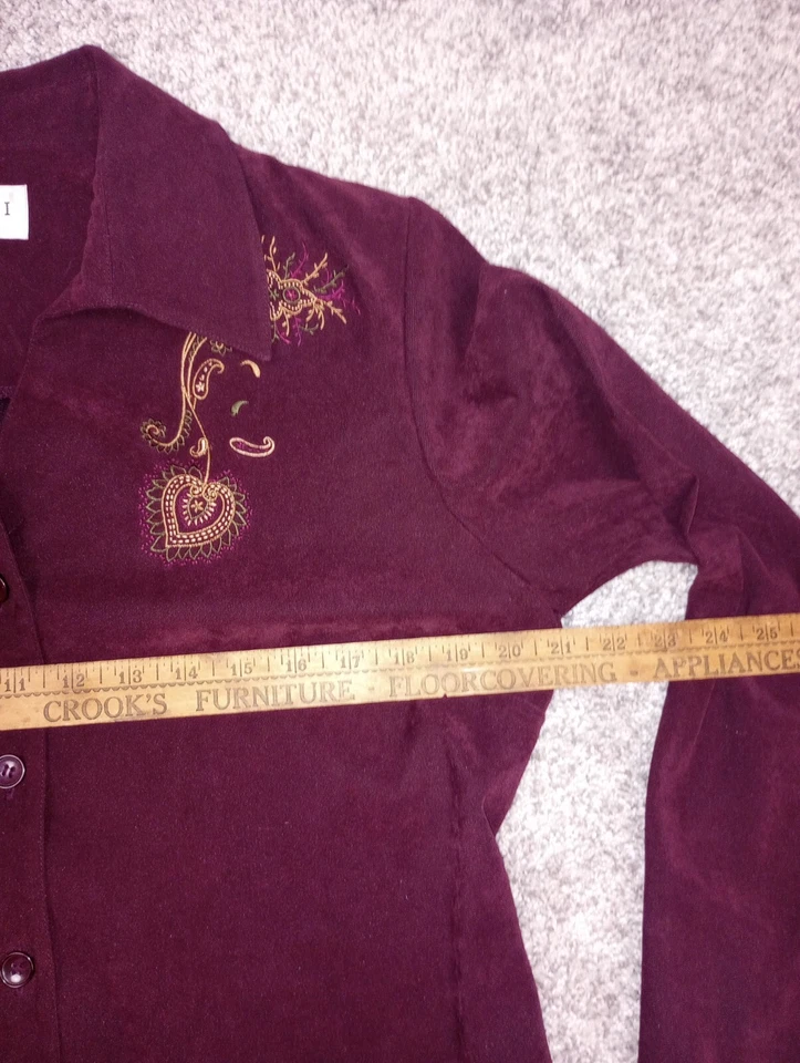 Chaqueta Studio 1 Petite Mujer 12P Borgoña Blazer Abrigo Botón Diseño Bordado Foto 3 de 4