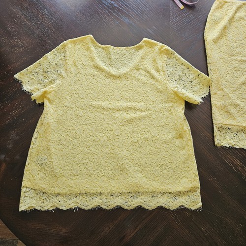 Liz Claiborne DAMEN GELB SPITZE 2-TEILIGES ROCK & SHIRT SET Größe Large - Bild 8 von 9