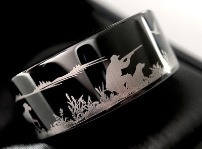 Duck Hunting Ring, Fisherman Ring, Duck Band Wedding Ring, Black