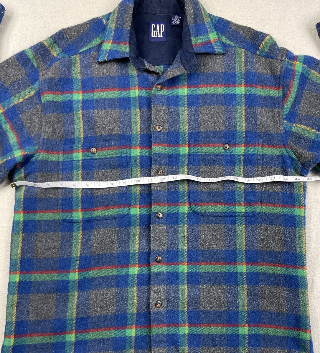 VTG 90s Gap Mens Shirt Wool Flannel Plaid Checker Tag M Fits VTG 90s Gap Mens Shirt Wool Flannel Plaid Checker Tag M Fits