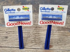 Sunoco Gas & Oil 1970s Gillette Disposable Razor Service Station NOS x 2 Display