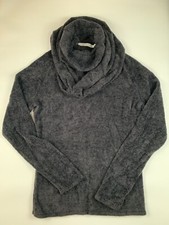 Athleta S Cozy Cocoon Cowl Neck Hooded Sweater Top 3-ways Black Nylon Soft