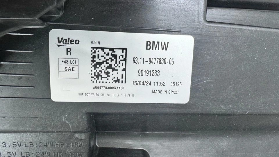 BMW X1 2020-2022 LED FARO LATERAL PASAJERO ADAPTABLE AFS 63119477830 OEM NUEVO Foto 3 de 4