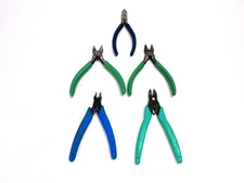LOT of 5 DIAGONAL CUTTING POINTED NOSE NIPPERS W/ FLAWS, KLEIN, XCELITE, EXURON