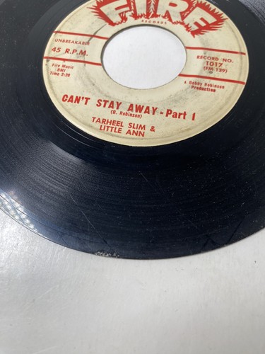 Tarheel Slim Little Ann Can't Stay Away Part 1 Pt 2 Vintage Fire Records R&B 45 - Picture 2 of 7