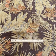 BTY Brown Leaf Brocade Fabric Decor Upholstery