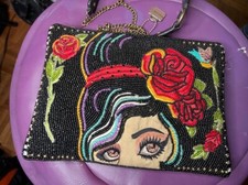 Mary Frances Rhythm  Blues Beaded Crossbody Clutch Handbag - purse