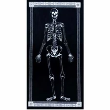 Glow In The Dark Skeleton Wall Hanging Flag Halloween Decor Skulls Anatomy Goth.