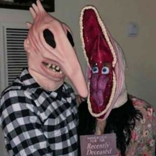Costume Halloween Adulto Beetlejuice Barbara e Adamo Maschera Mostro Coppia Freaky