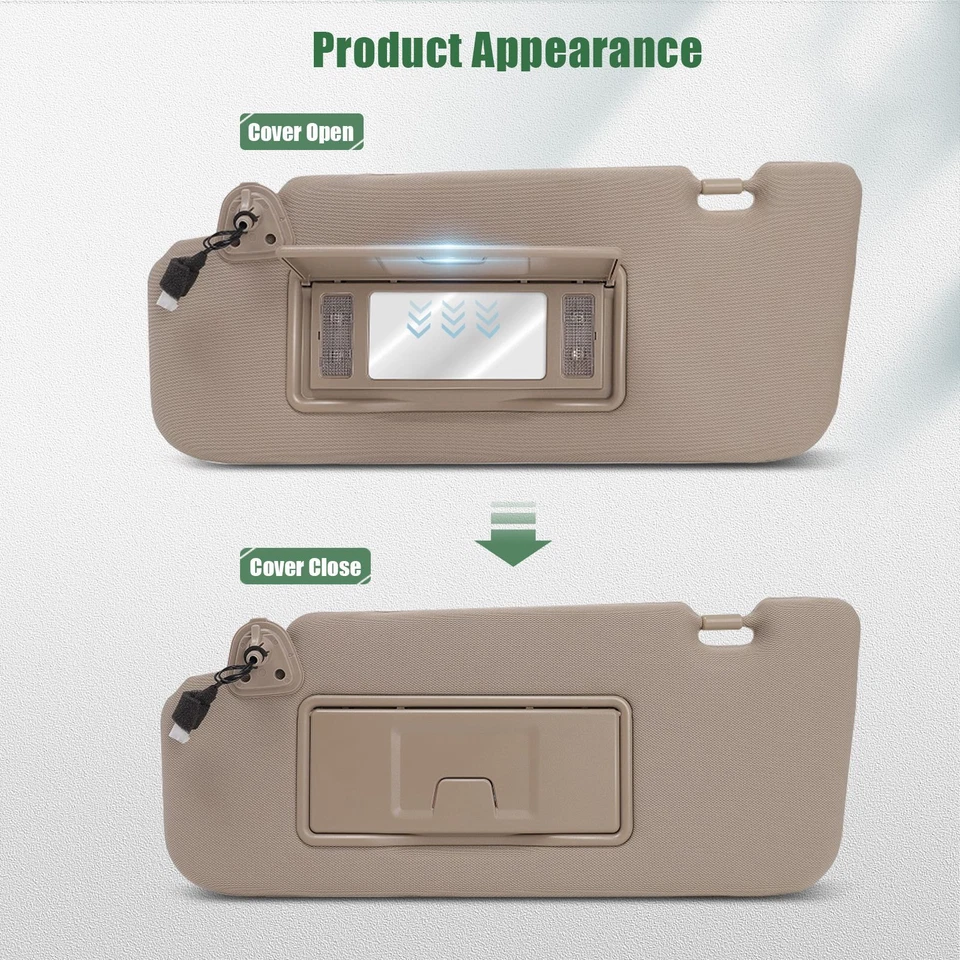 Se adapta a Nissan Murano 2006-2008 parasol beige alta calidad + lámpara lado del conductor derecho Foto 3 de 4