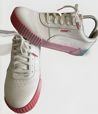 PUMA Women s Carina Crystal Pink White Blue Pastel Color Leather Sneakers US 11