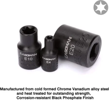 11 PCS Female Star Socket Set with Rail, E4 - E20 Torque Socket Set