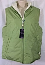 New Izod Women's Size Medium Light Green Reversible Puffer Fleece Vest Jacket