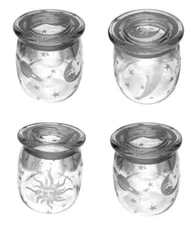 Hand-Etched Glass Vibe Storage Jars Sandblasted Push-Top Lid 3 Sizes