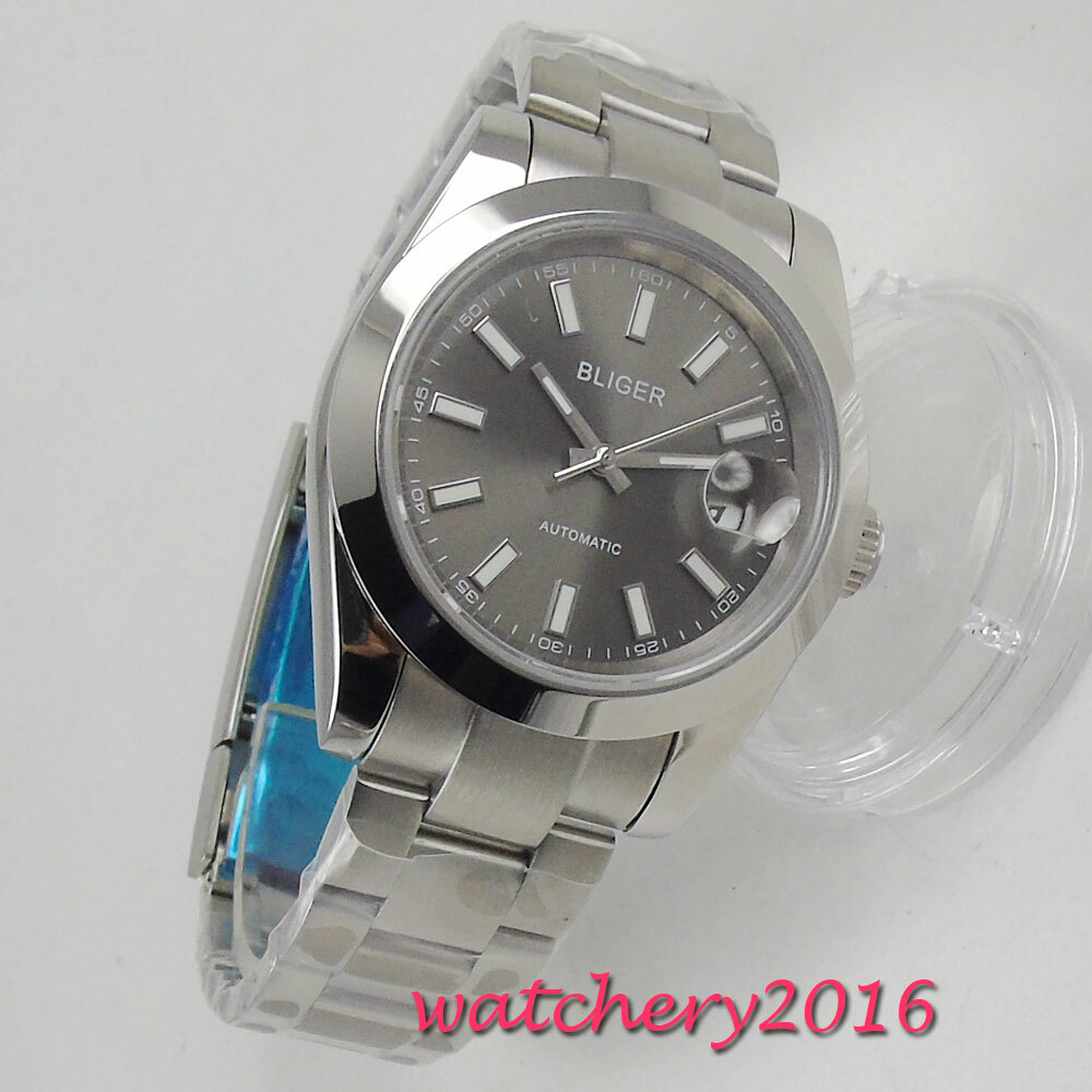 Reloj romántico Miyota 8215 2019 regalo de San Valentín 40 mm esfera gris bliger zafiro