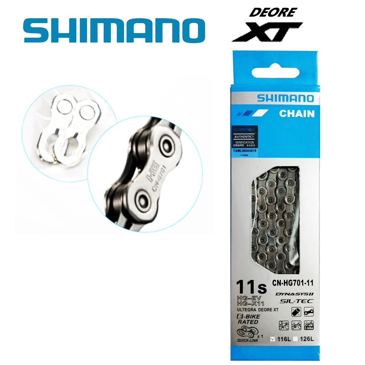 Shimano CN HG701 HG X 11 Speed Chain Ultegra Deore XT MTB Road E