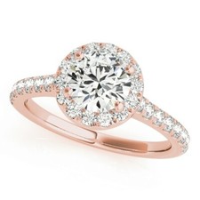 1.05 Carat G SI2 Genuine Lab Grown Halo Diamond Ring in 14k Gold CERTIFIED