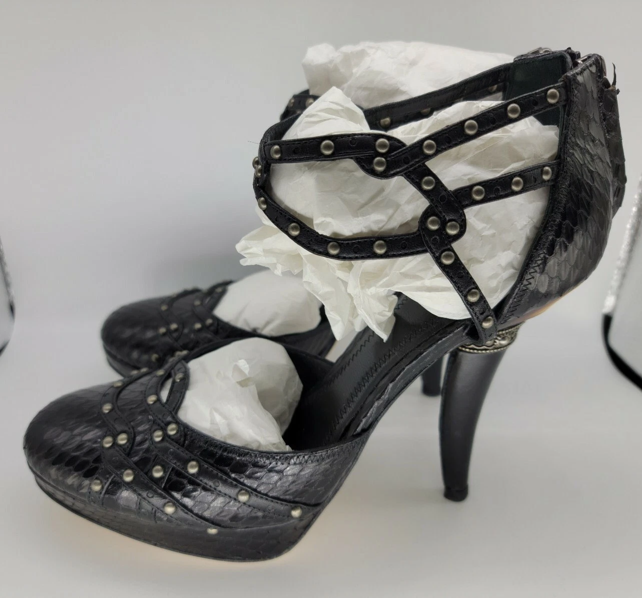 BLACK DIOR CARTA, PYTHON SKIN, HORN, LIMITED ED., size 37.5
